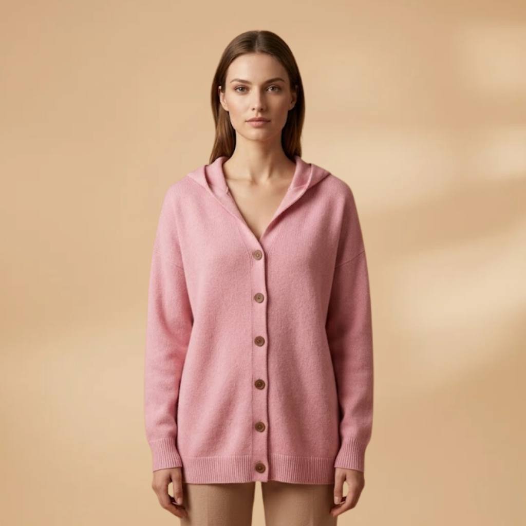 Cardigan with Hood and Button Closure for Women