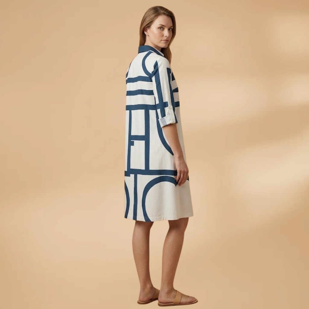 Midi Dress Short Sleeves and Flared Skirt for Women