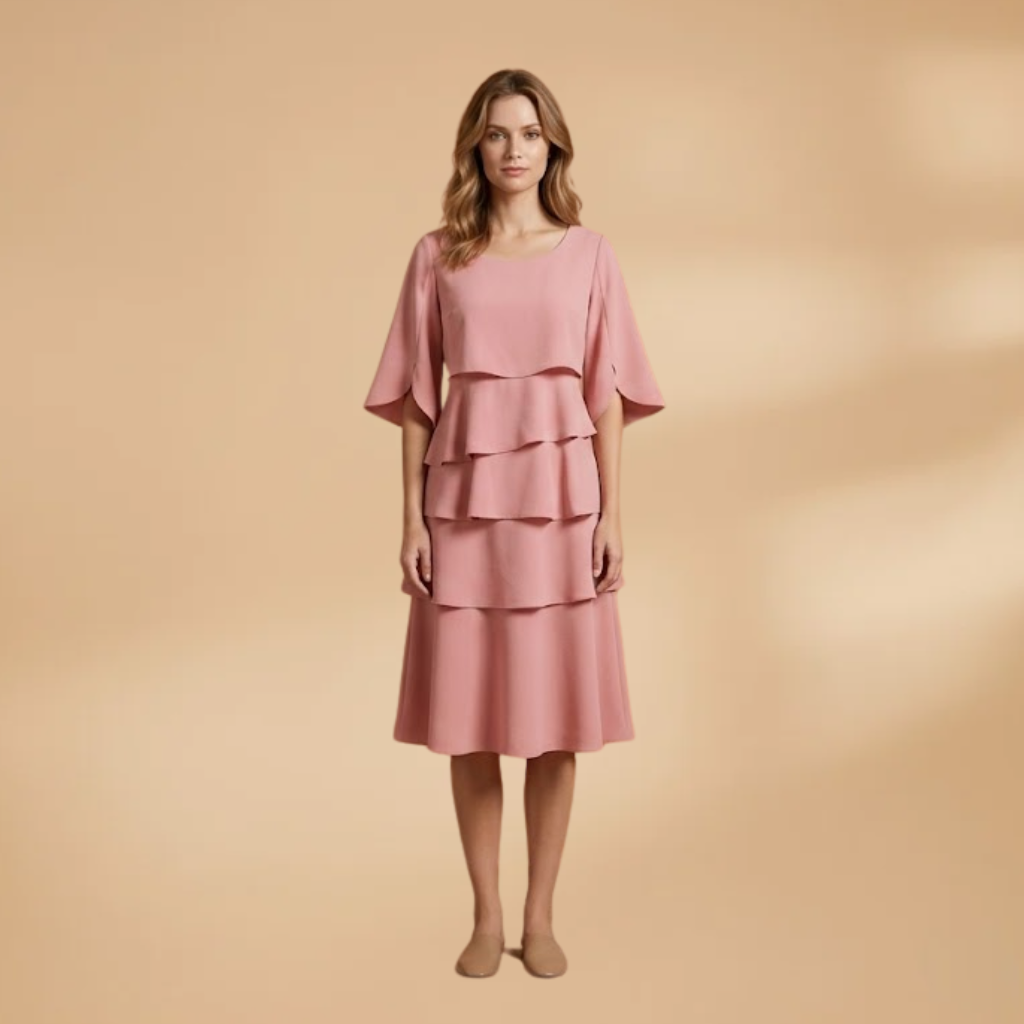 Midi Dress with A-Line Silhouette and Split Sleeves for Women