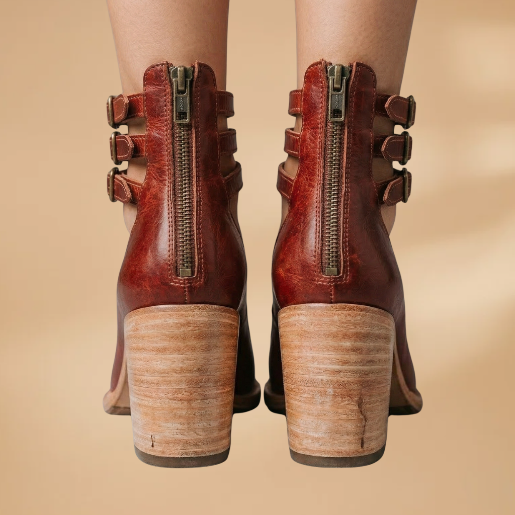 Vintage Ankle Strap Sandal Heels with Comfortable Block Heel for Women