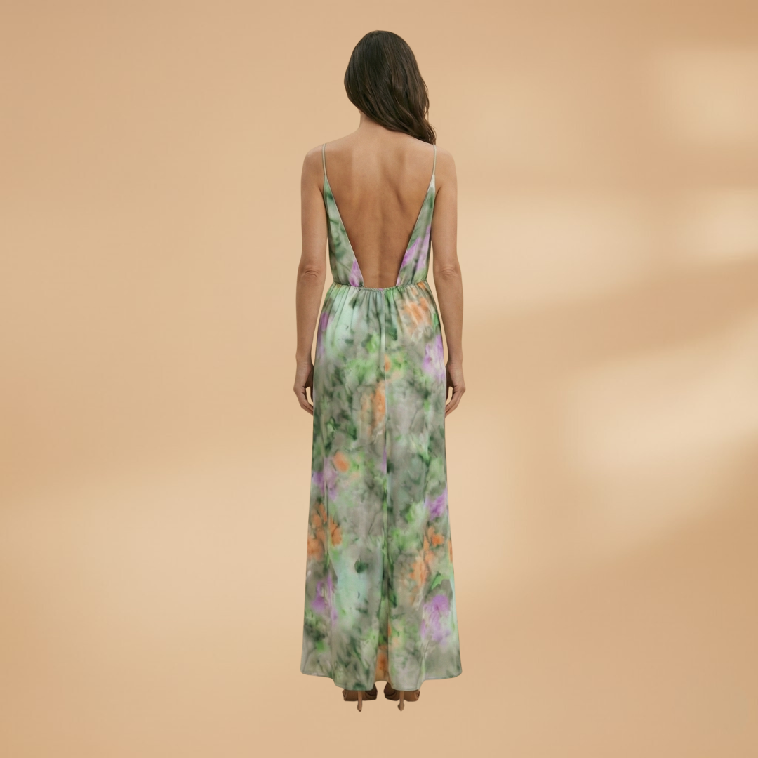 Elegant Maxi Dress with Detachable Scarf and Breathable Fabric for Women