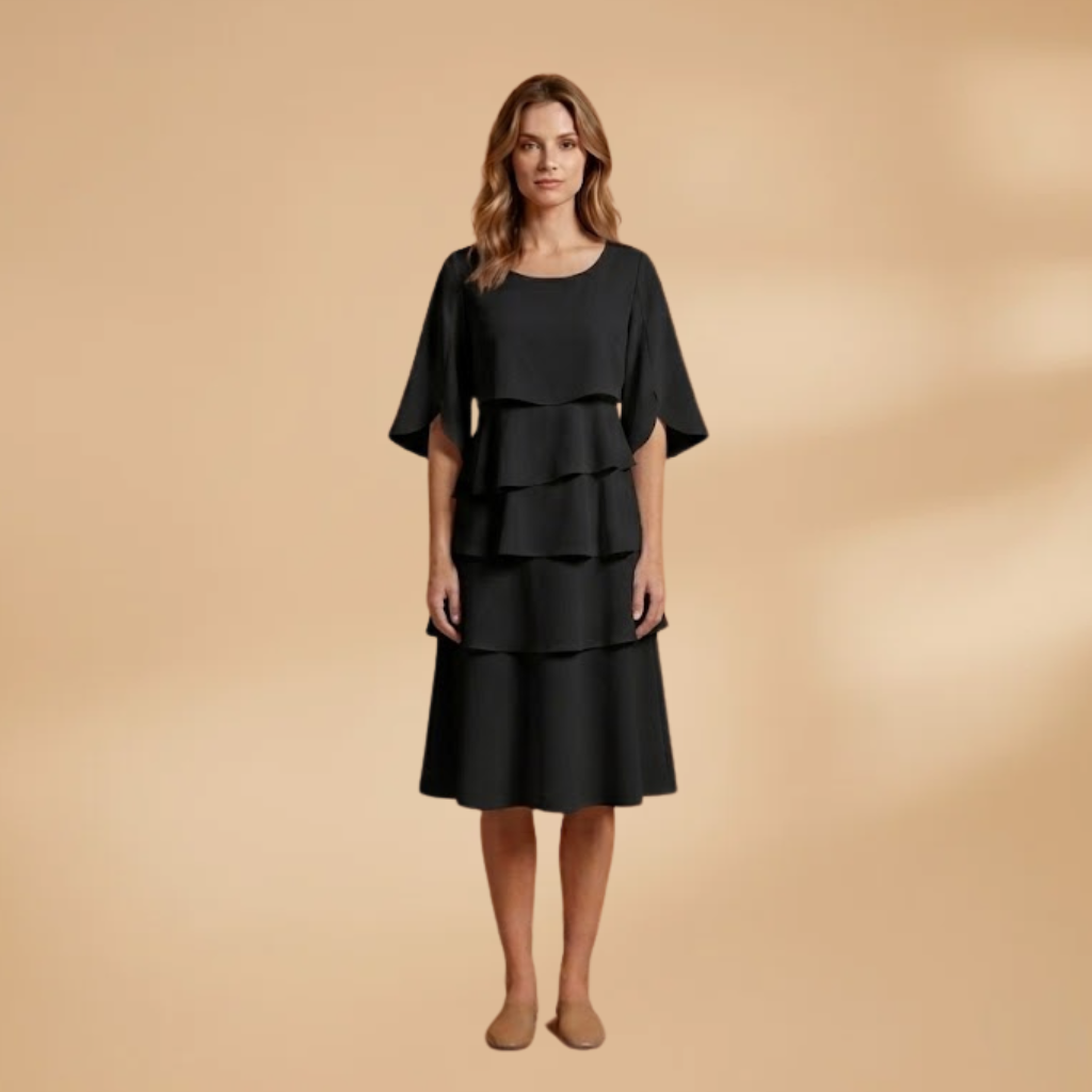 Midi Dress with A-Line Silhouette and Split Sleeves for Women