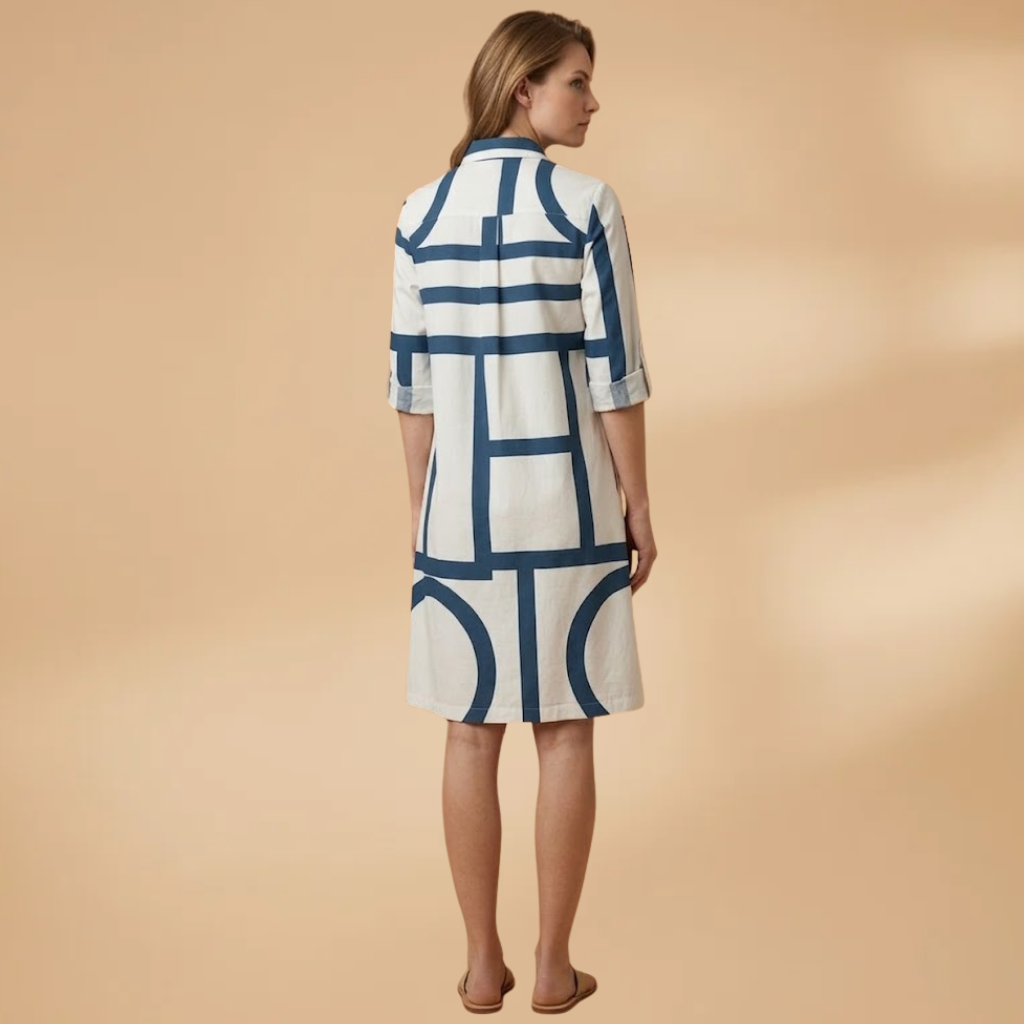 Midi Dress Short Sleeves and Flared Skirt for Women