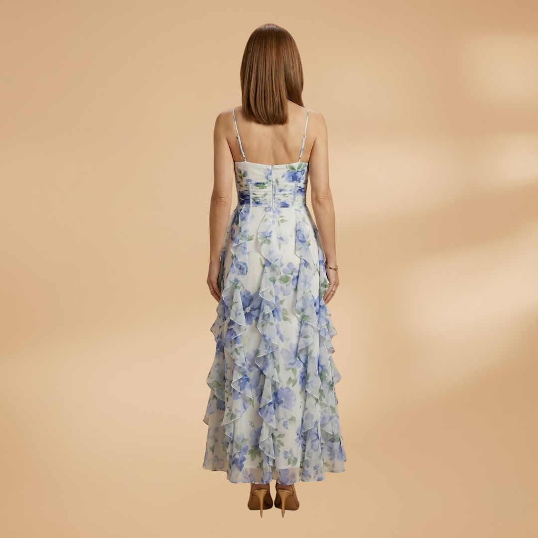 Ruffled Floral Dress with Playful Ruffles and Breathable Fabric for Women