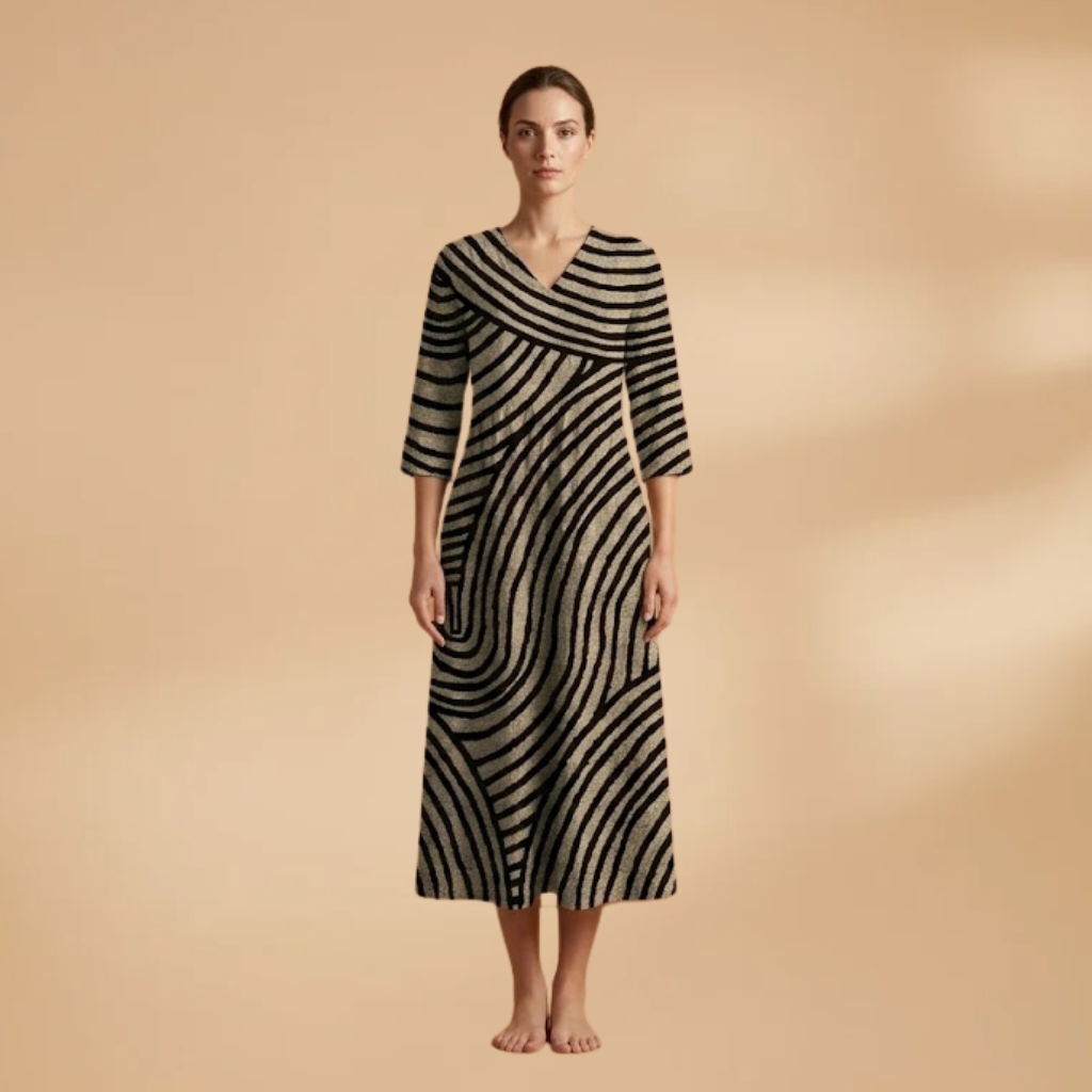 Dress with V-neckline and Side Pockets for Women