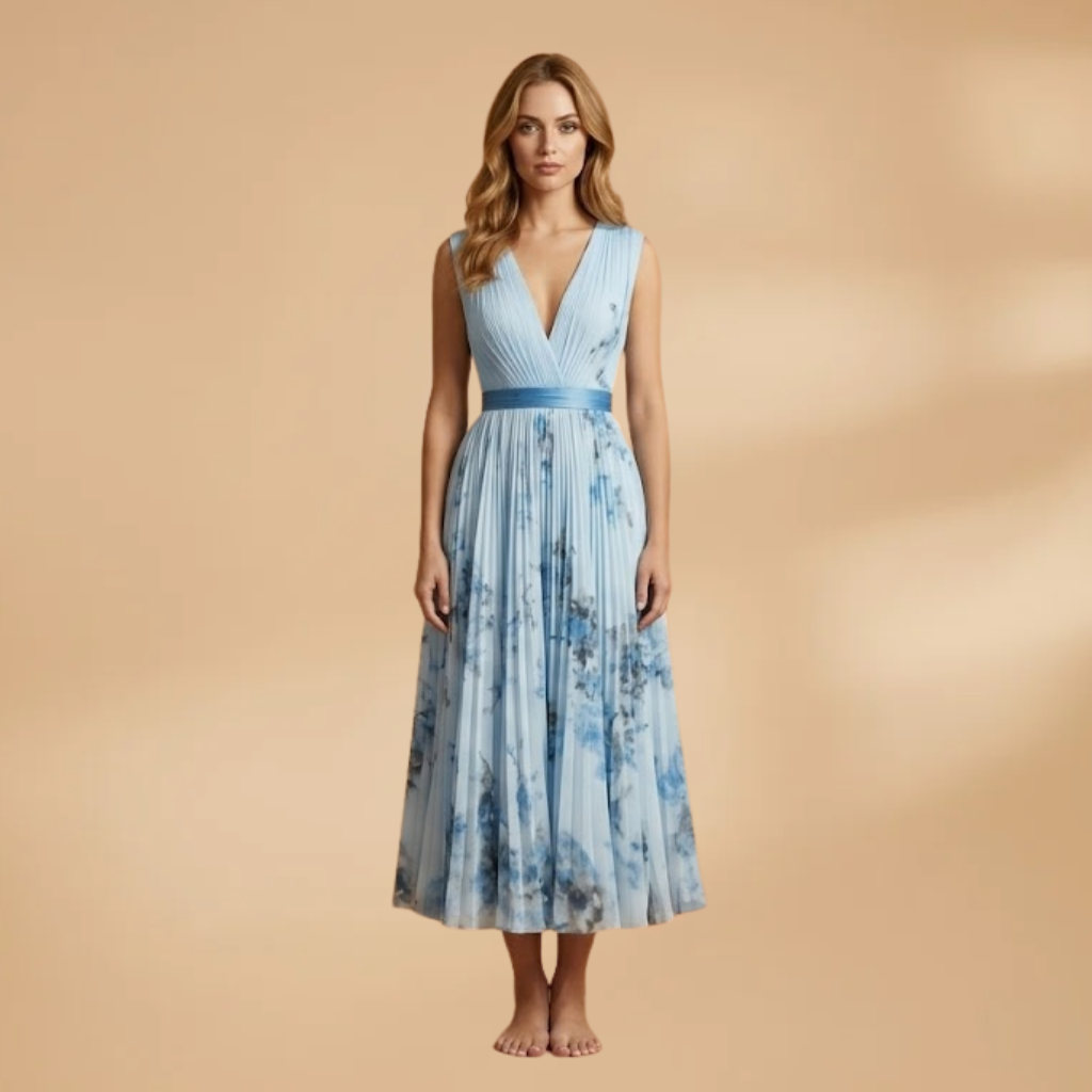 Dress with Wrap Design and V-Neckline for Women