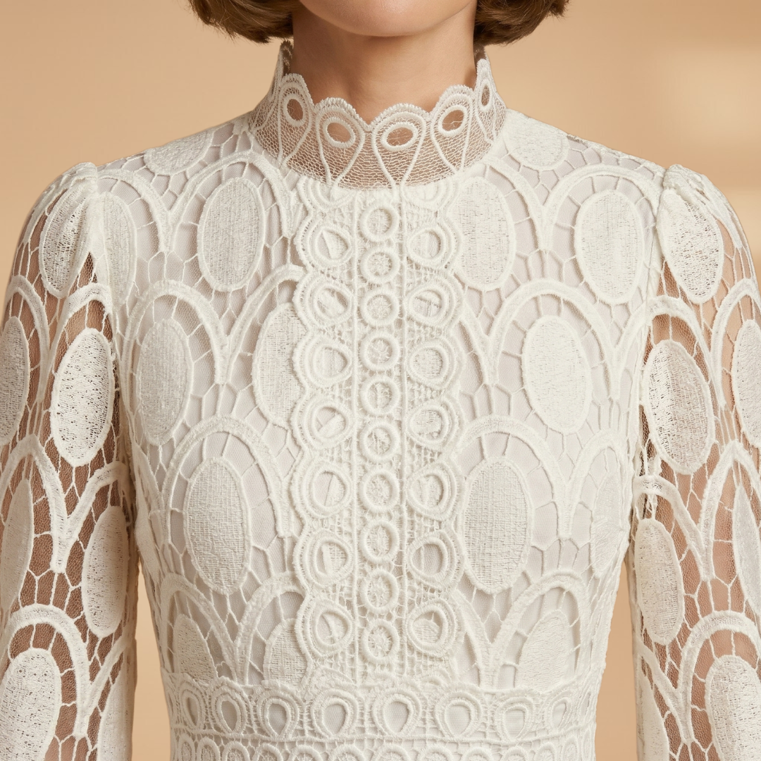 Lace Midi Dress with Delicate Detailing and Tailored Fit for Women