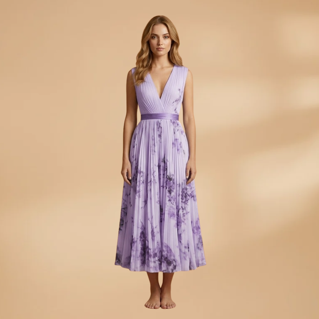 Dress with Wrap Design and V-Neckline for Women