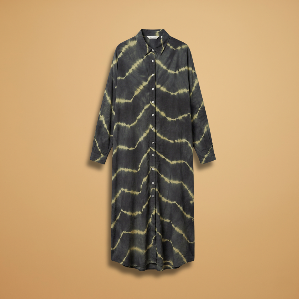 Maxi Dress with V-Neck and Striped Pattern for Women