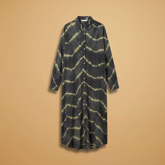 Maxi Dress with V-Neck and Striped Pattern for Women