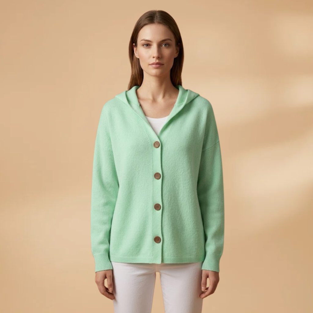 Cardigan with Hood and Button Closure for Women