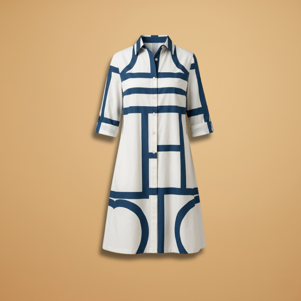 Midi Dress Short Sleeves and Flared Skirt for Women
