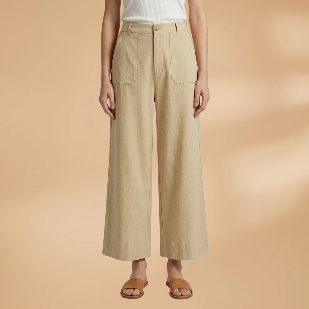 High-Waisted Relaxed Trousers Side Pockets and Zip Fly for Women