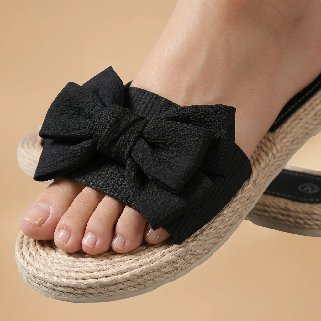 Sandals with Bow Detail and Open-Toe Design for Women
