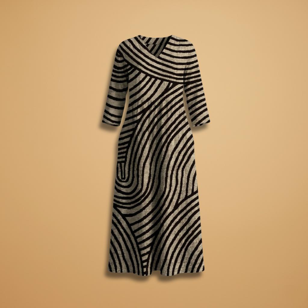 Dress with V-neckline and Side Pockets for Women