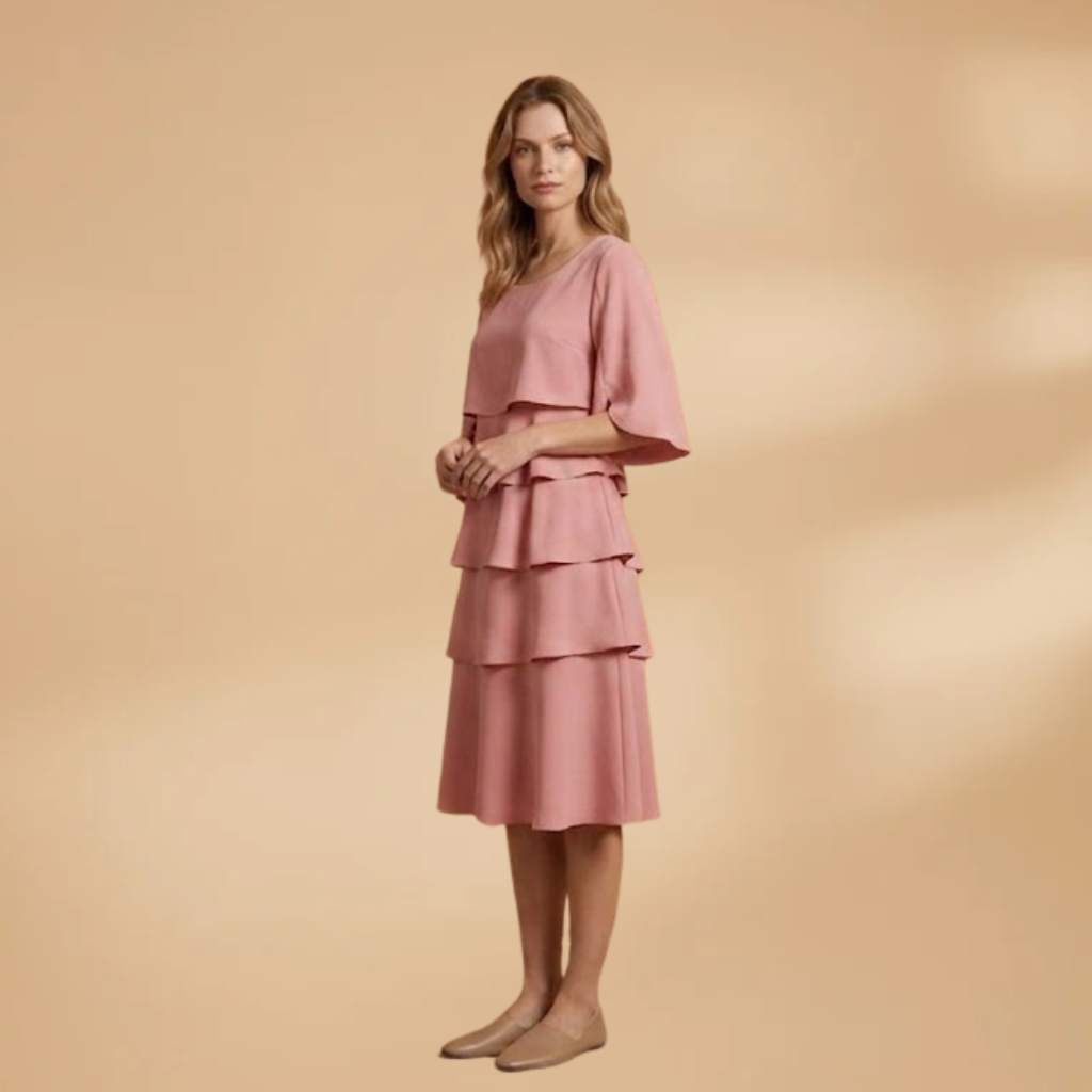 Midi Dress with A-Line Silhouette and Split Sleeves for Women