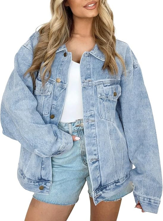Women's Loose-Fit Oversized Denim Jean Jacket