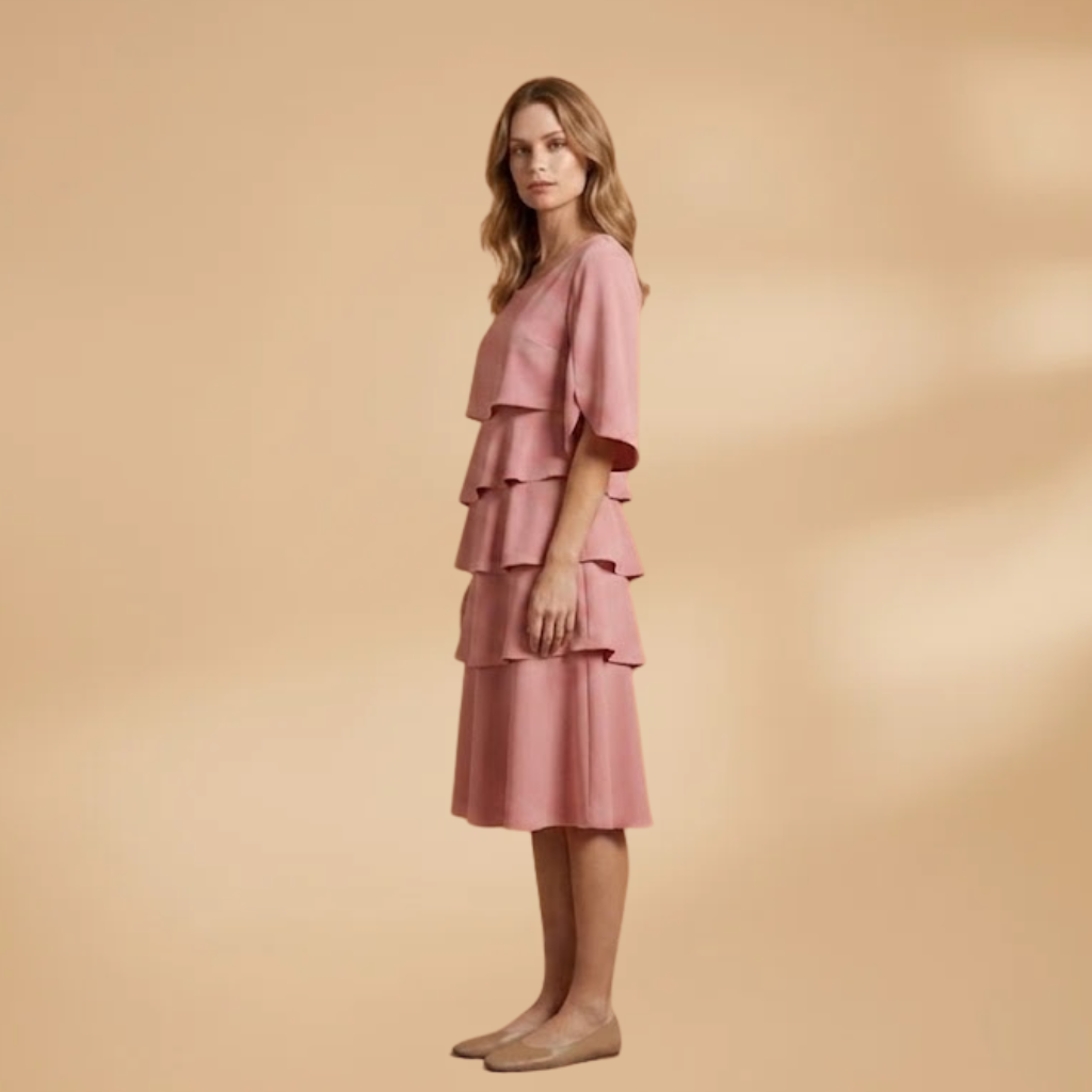 Midi Dress with A-Line Silhouette and Split Sleeves for Women