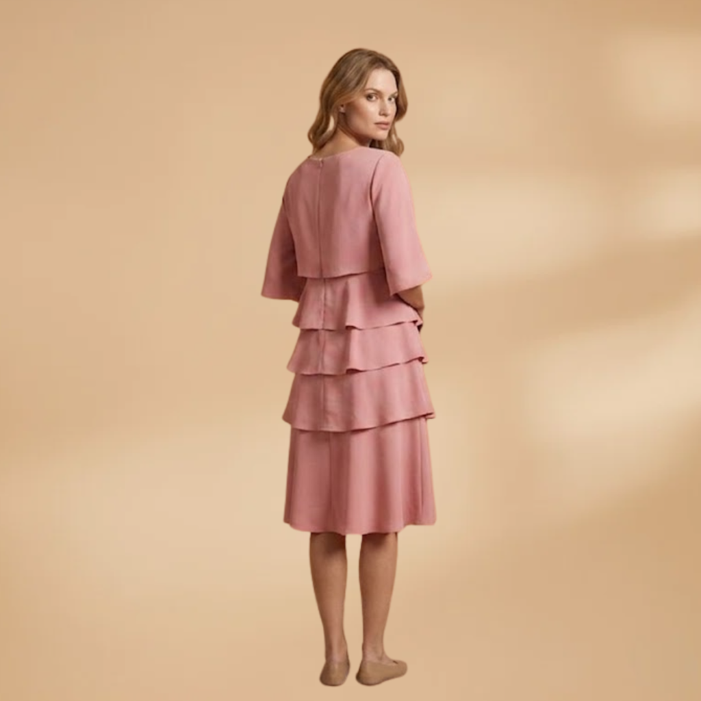 Midi Dress with A-Line Silhouette and Split Sleeves for Women