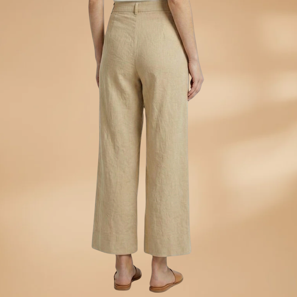 High-Waisted Relaxed Trousers Side Pockets and Zip Fly for Women