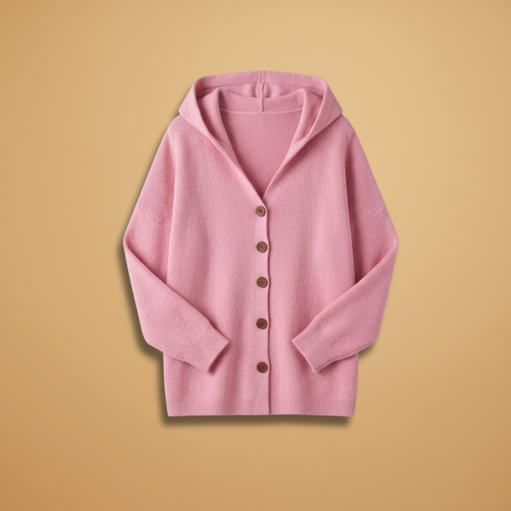 Cardigan with Hood and Button Closure for Women