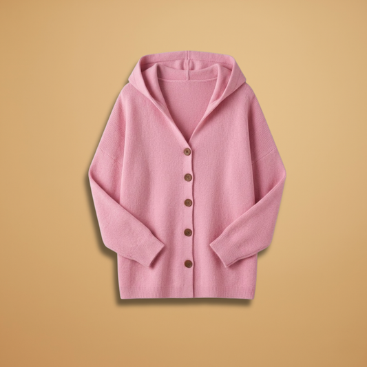Cardigan with Hood and Button Closure for Women