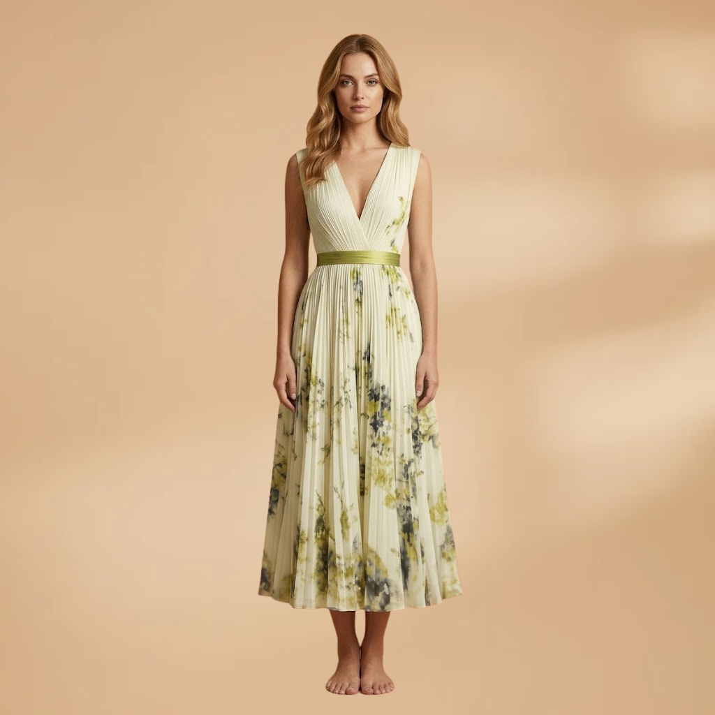 Dress with Wrap Design and V-Neckline for Women