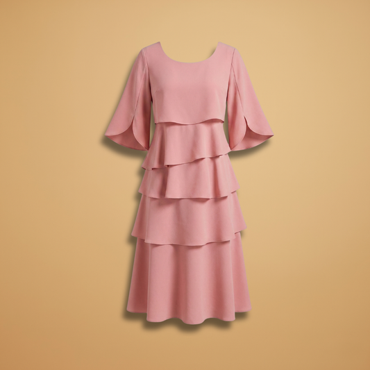 Midi Dress with A-Line Silhouette and Split Sleeves for Women