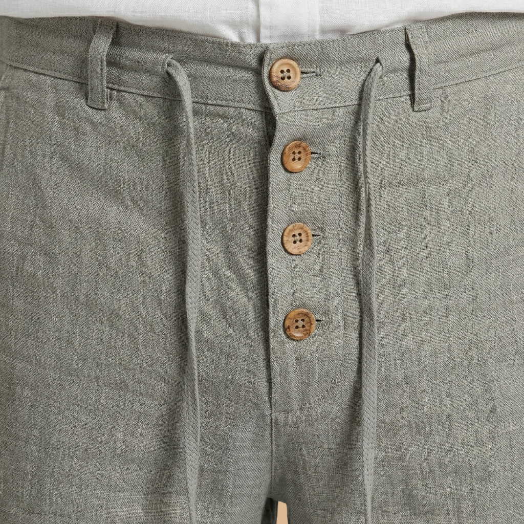 Trousers with Pleated Front and Adjustable Waistband for Men