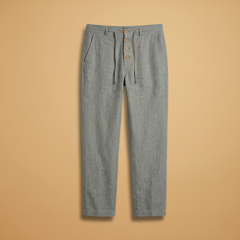 Trousers with Pleated Front and Adjustable Waistband for Men