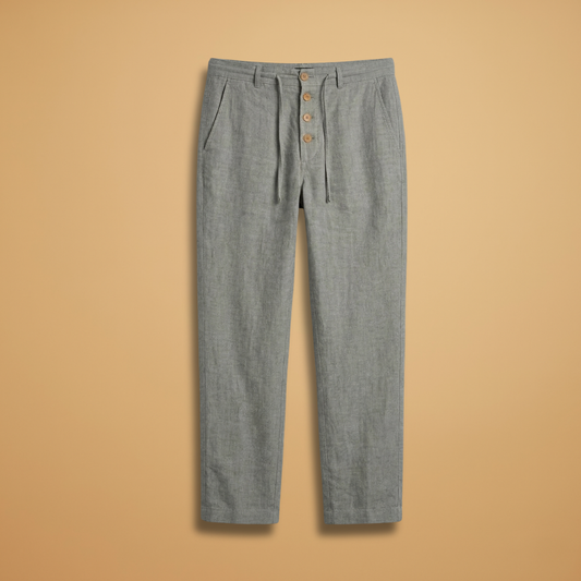 Trousers with Pleated Front and Adjustable Waistband for Men