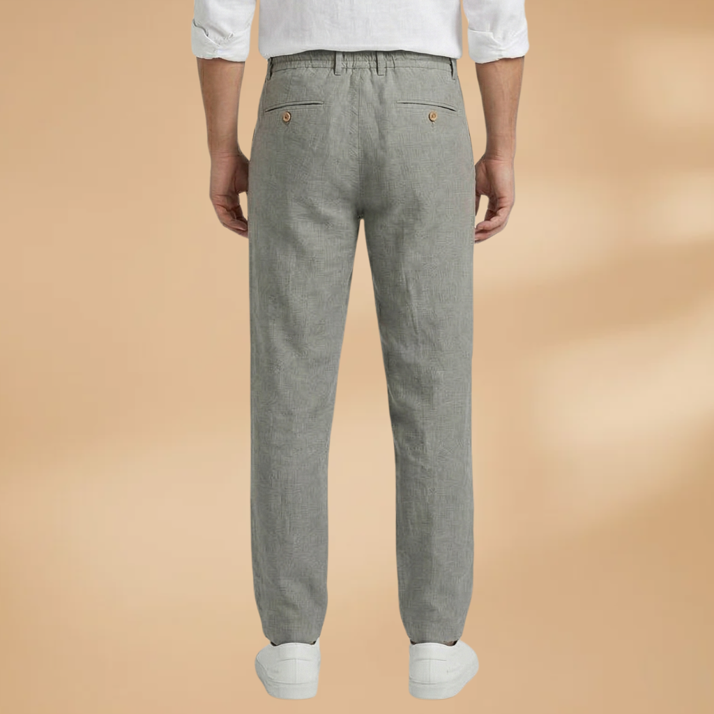Trousers with Pleated Front and Adjustable Waistband for Men