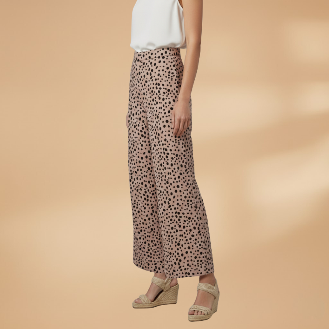 Trousers Women's Palazzo with High Waist and Pattern