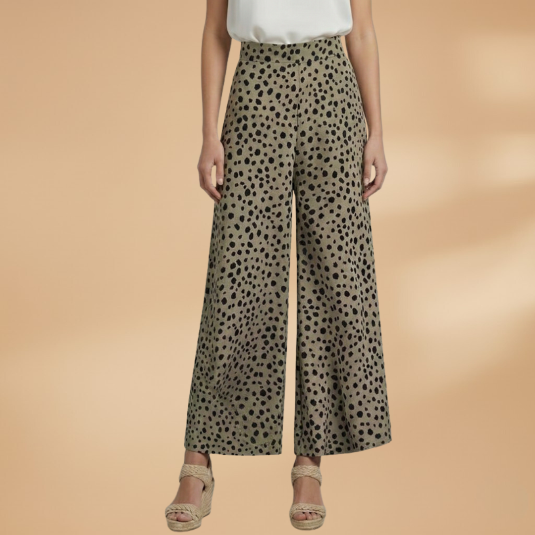 Trousers Women's Palazzo with High Waist and Pattern