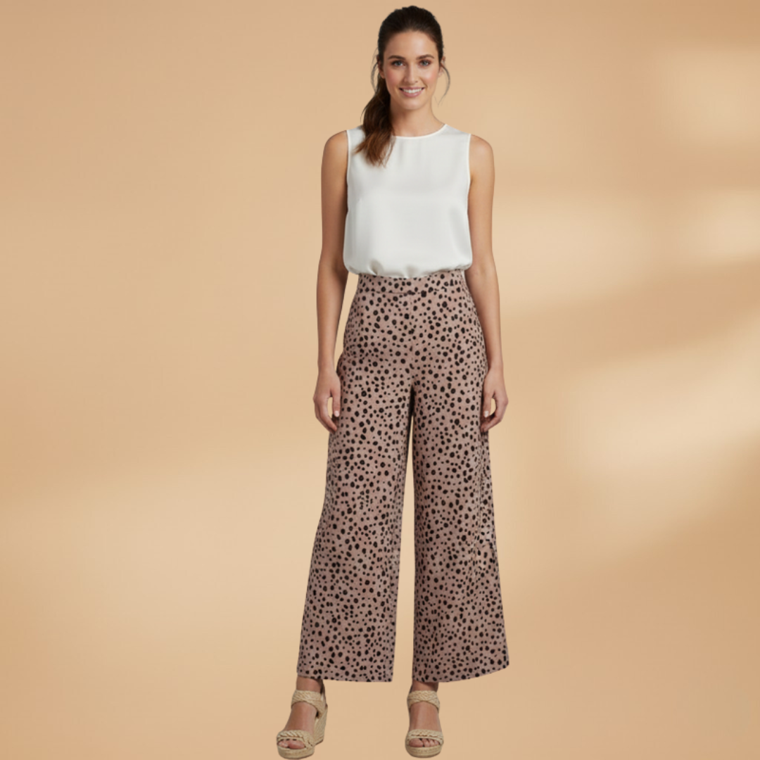 Trousers Women's Palazzo with High Waist and Pattern