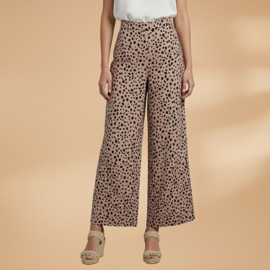 Trousers Women's Palazzo with High Waist and Pattern
