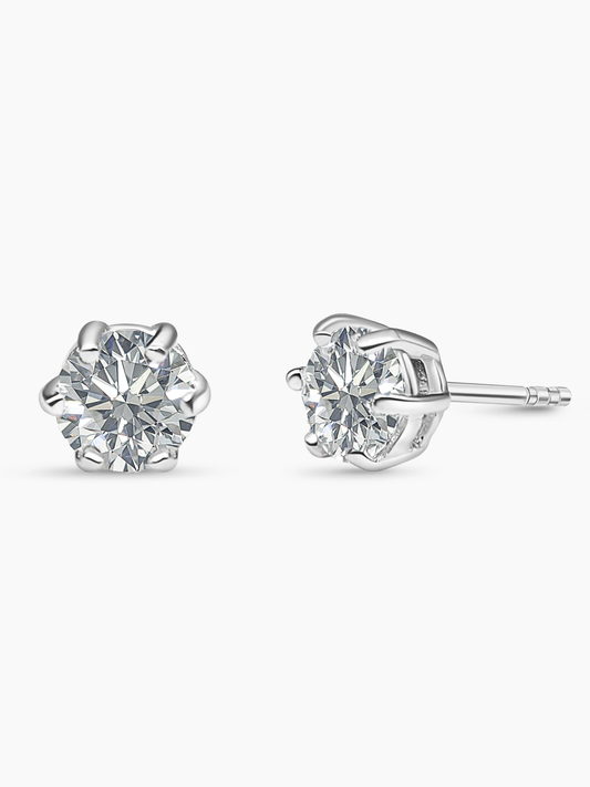 6mm White Sapphire Stud Earrings