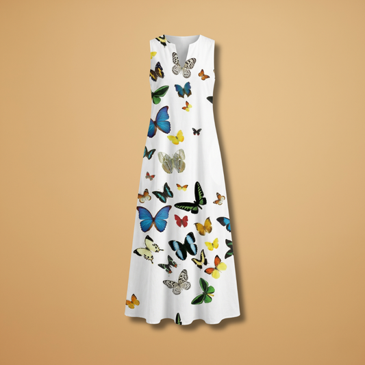 A-Line Dress with Open Collar and Pockets for Women