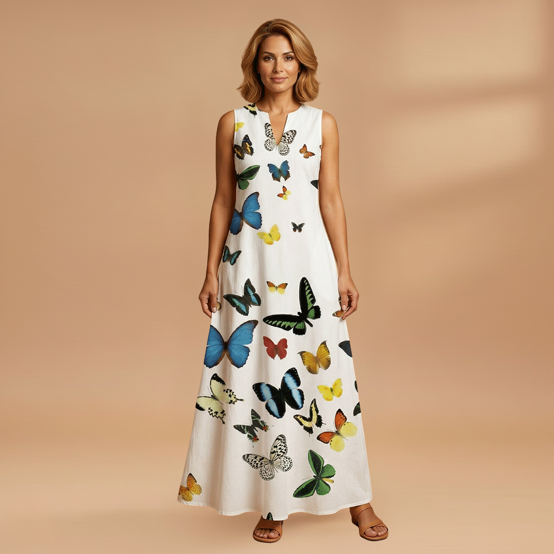 A-Line Dress with Open Collar and Pockets for Women