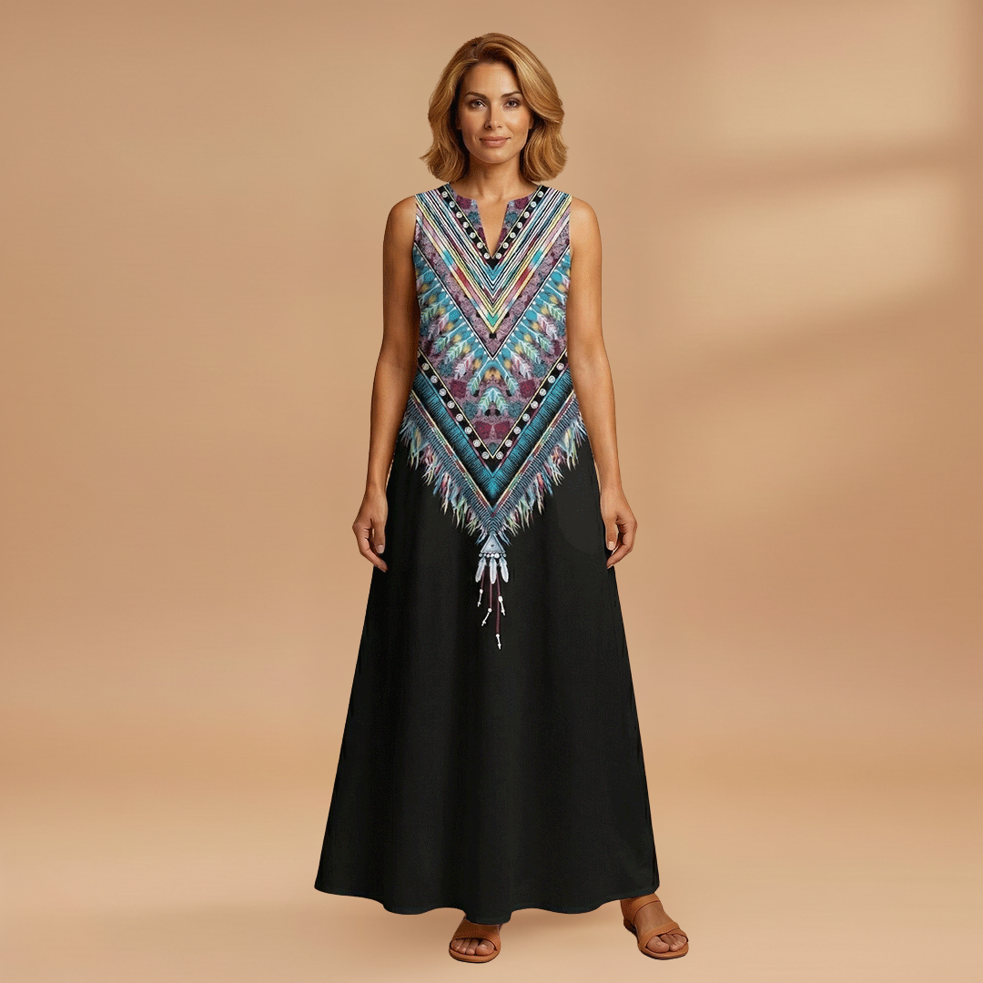 A-Line Dress with Open Collar and Pockets for Women