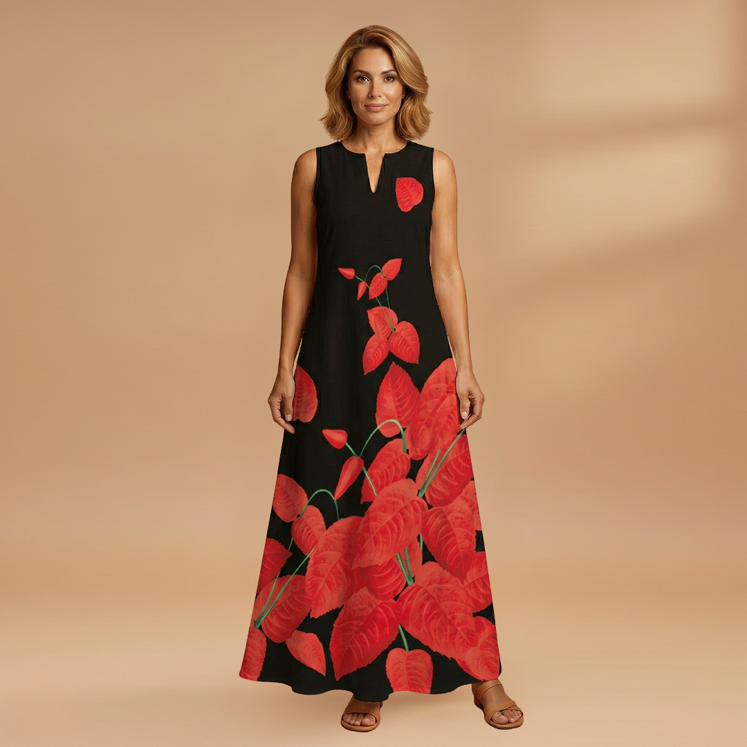 A-Line Dress with Open Collar and Pockets for Women