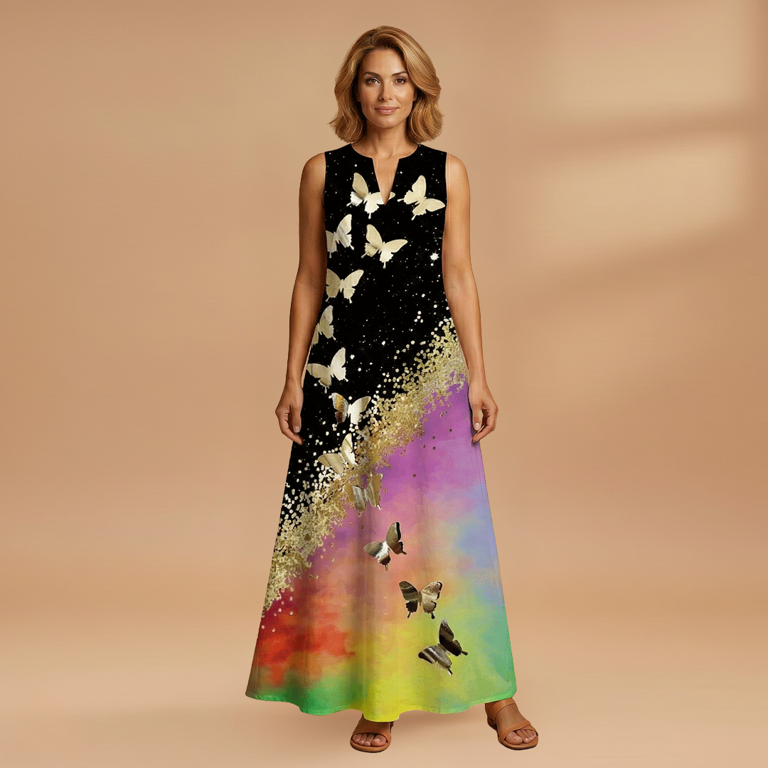 A-Line Dress with Open Collar and Pockets for Women