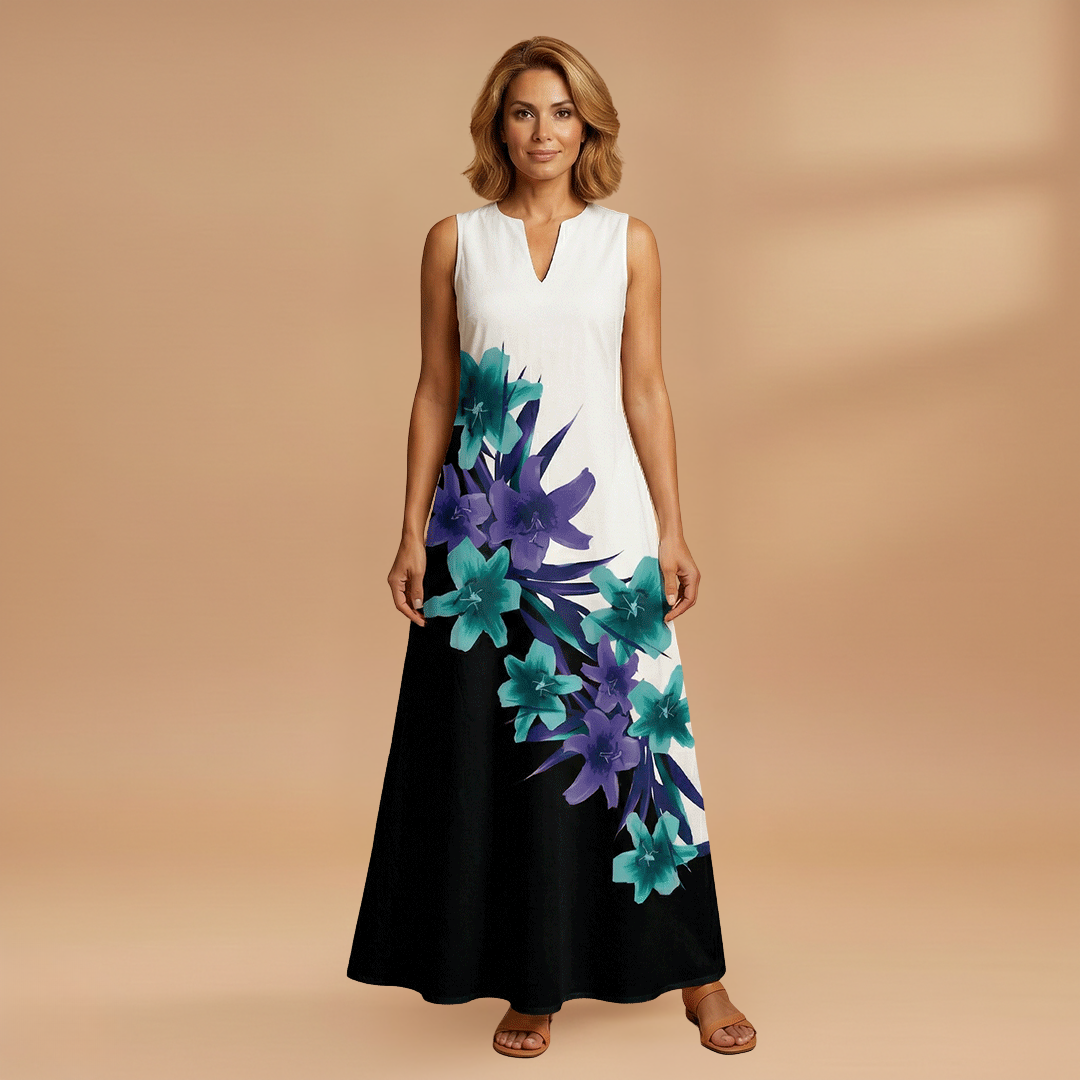 A-Line Dress with Open Collar and Pockets for Women