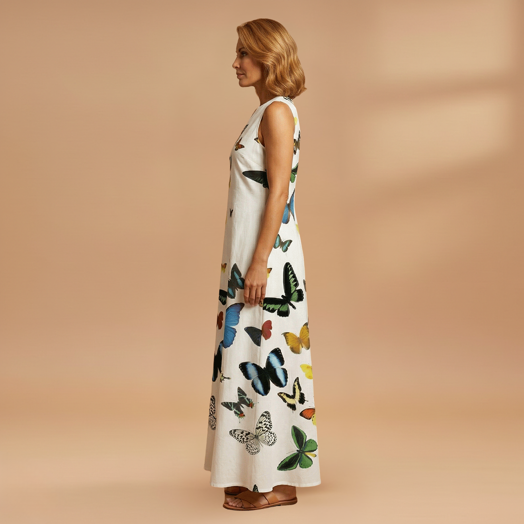 A-Line Dress with Open Collar and Pockets for Women