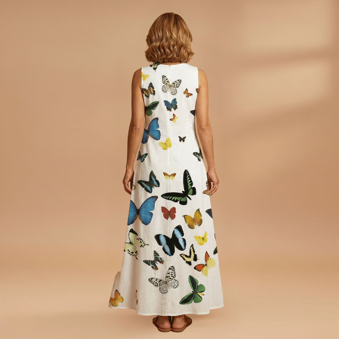 A-Line Dress with Open Collar and Pockets for Women