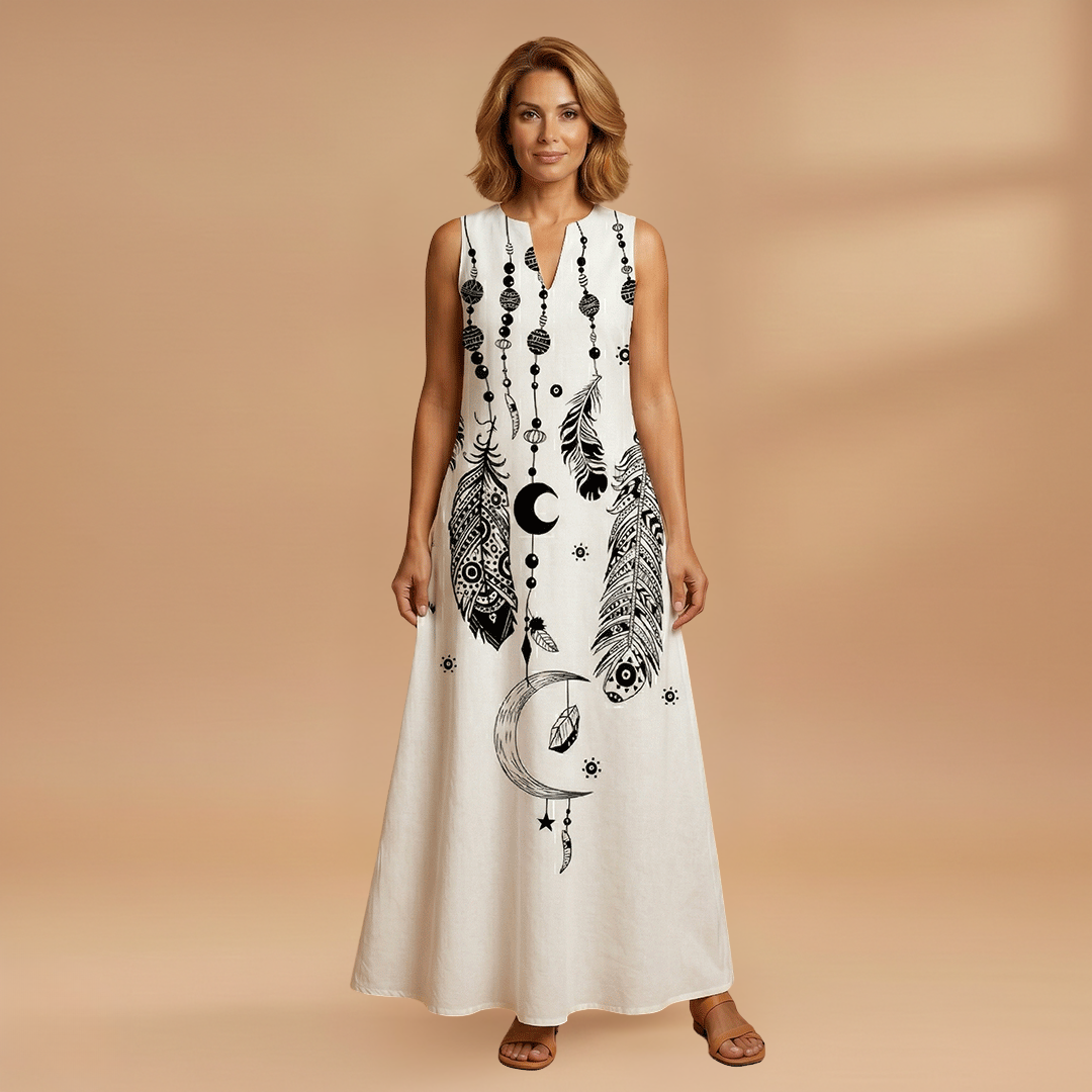 A-Line Dress with Open Collar and Pockets for Women