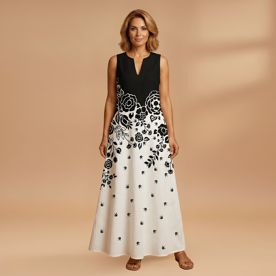 A-Line Dress with Open Collar and Pockets for Women