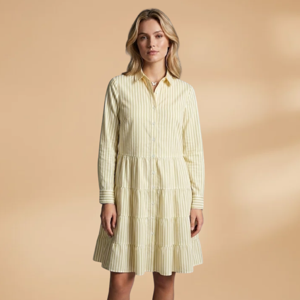 A-line Dress with long sleeves and stripes for Women