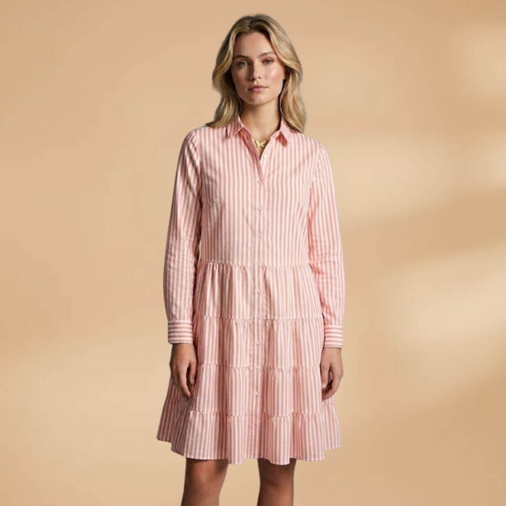 A-line Dress with long sleeves and stripes for Women