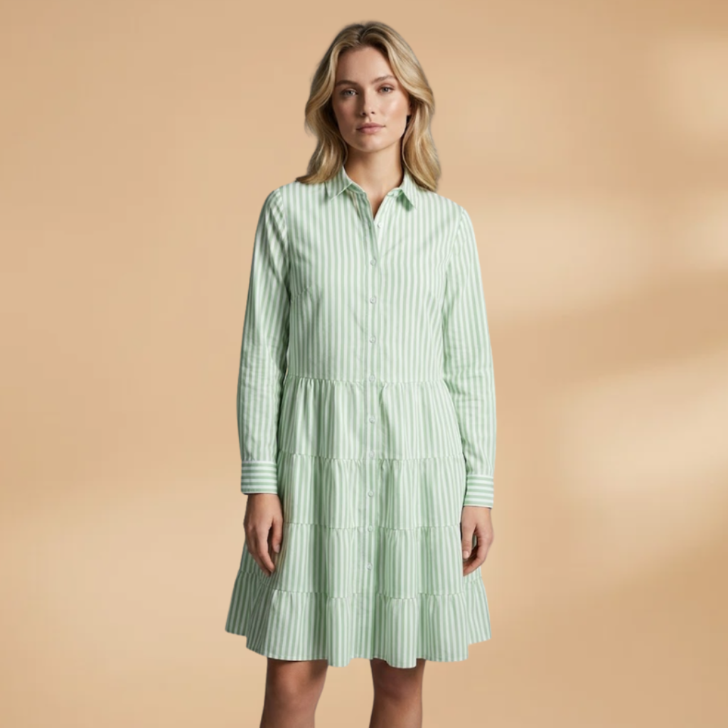 A-line Dress with long sleeves and stripes for Women